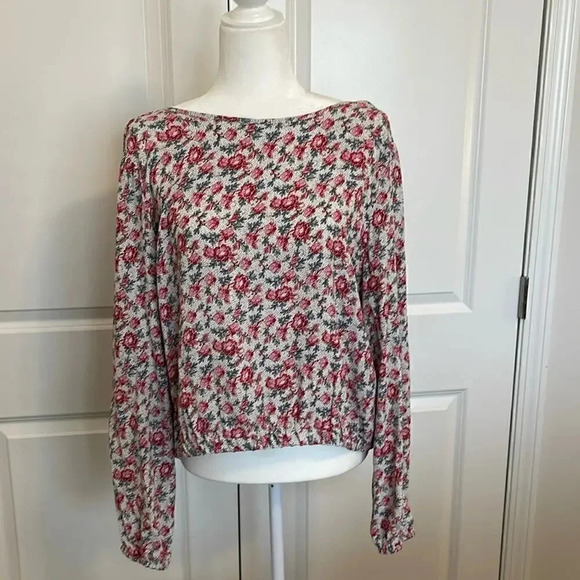 Loft Paisley Wrap Back Cropped Top Size L - Picture 3 of 11